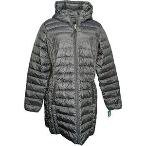 Aventure Women's Outerwear Light Down Jacket W/Hood & Zipper Pockets Gray XL